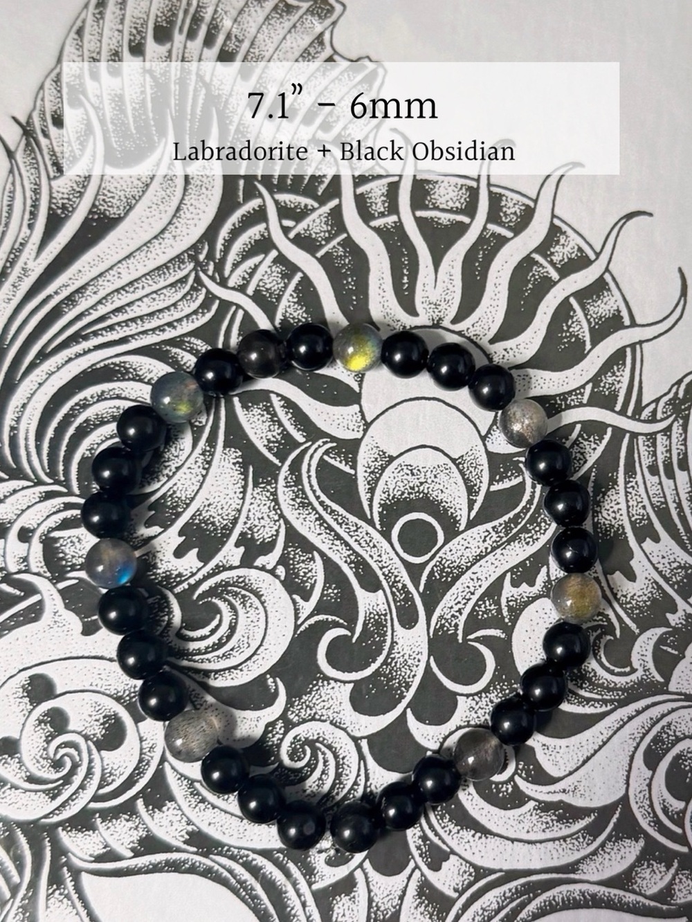Labradorite × Black Obsidian — 7.1”